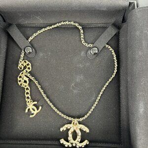 Chanel Double C logo leather Choker Necklace